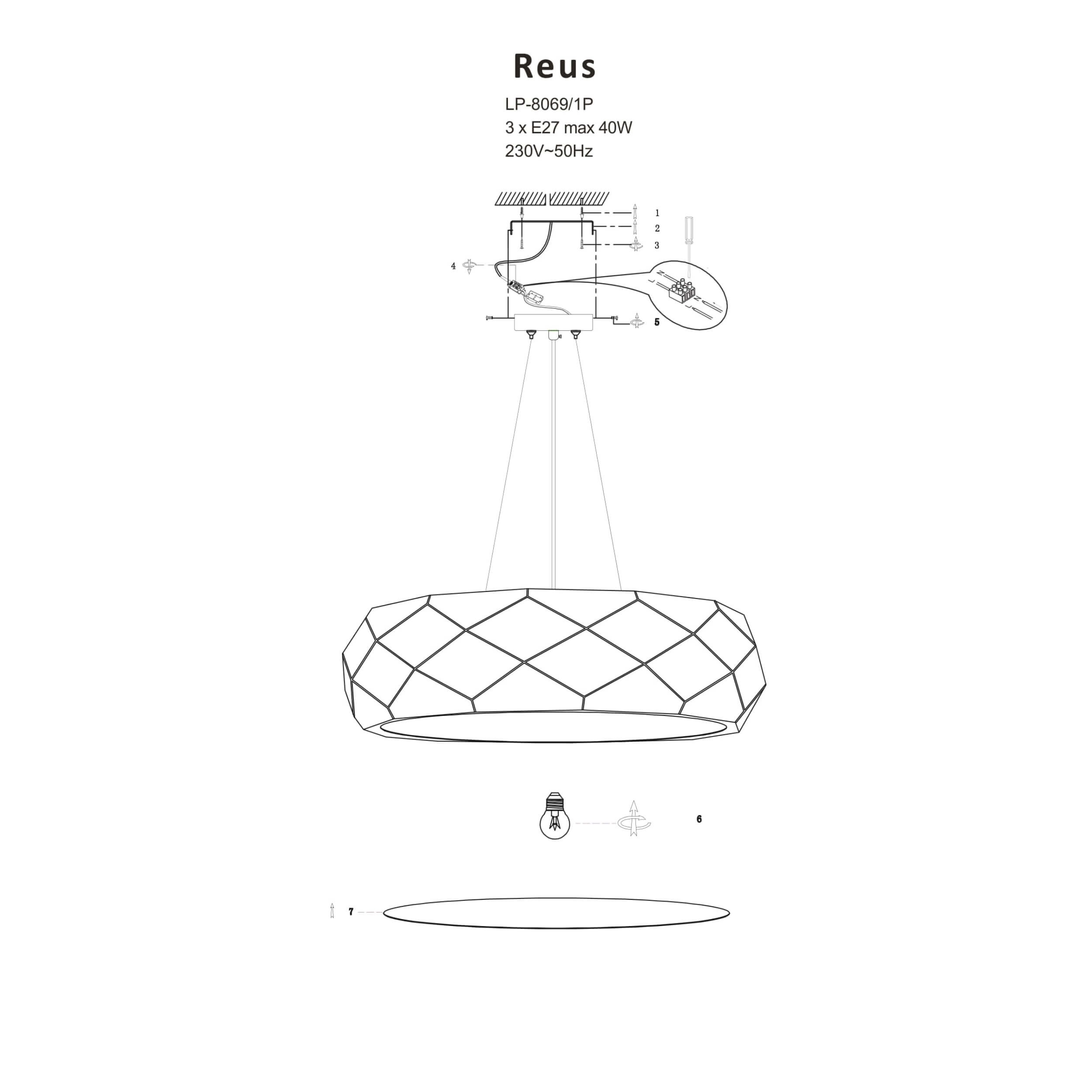 Lampa wisząca Reus czarna 3xE27 - obrazek 14