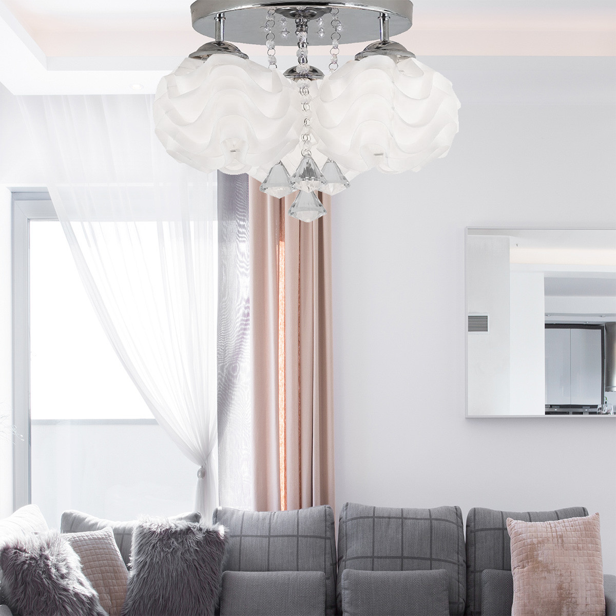 Ozdobny plafon Sada srebrny 3xE14 plus LED - obrazek 3