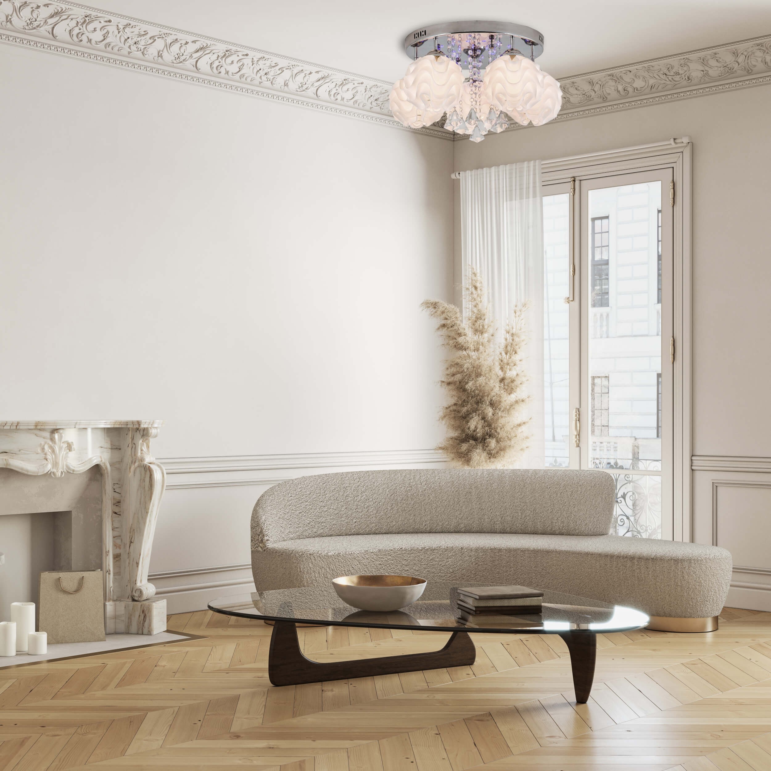 Ozdobny plafon Sada srebrny 5xE14 plus LED - obrazek 5