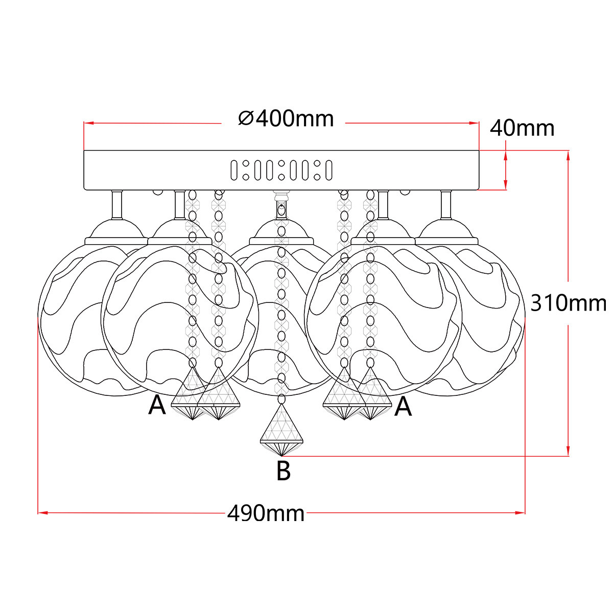 Ozdobny plafon Sada srebrny 5xE14 plus LED - obrazek 11