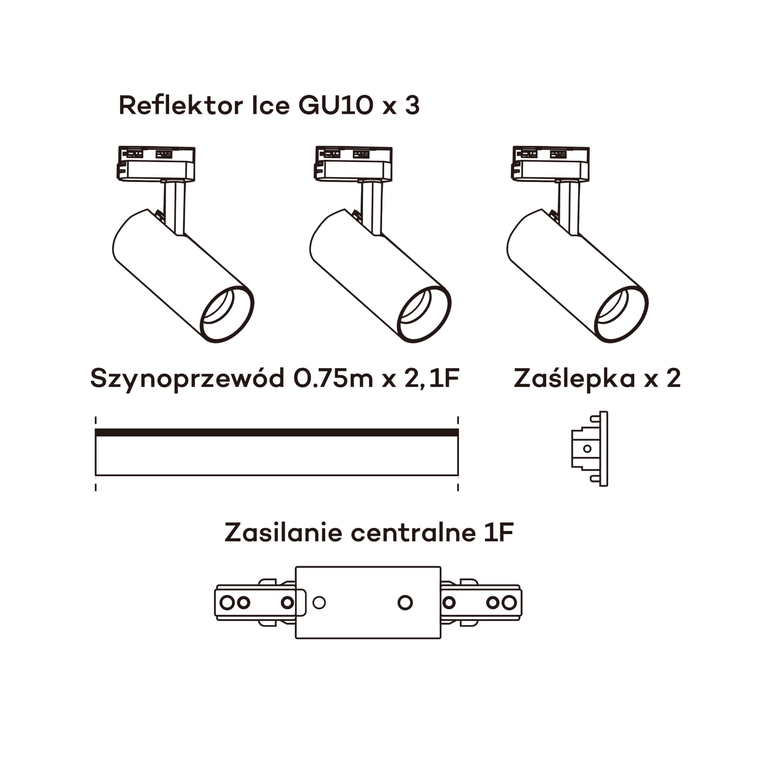 Zestaw oświetlenia szynowego Ice SET 1F czarny 3xGU10 - obrazek 11