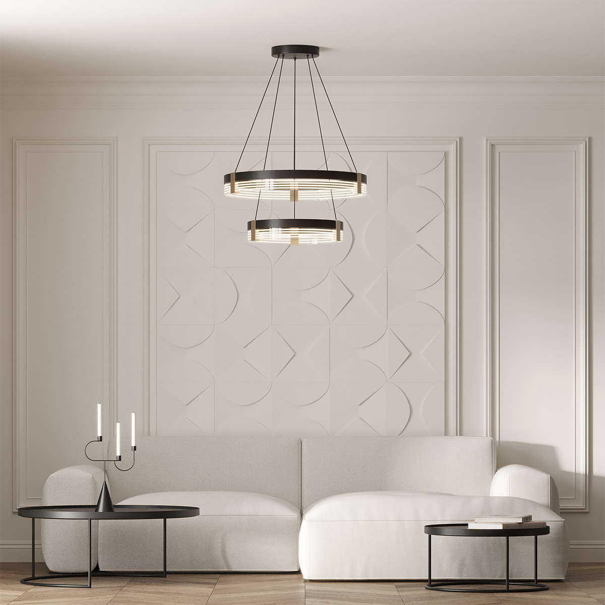 Lampa wisząca Plum 60 cm 40 cm czarno-transparentna LED CCT - obrazek 3