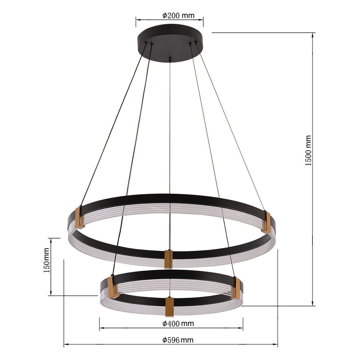 Lampa wisząca Plum 60 cm 40 cm czarno-transparentna LED CCT - obrazek 8