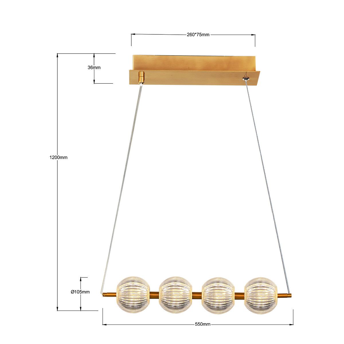 Lampa wisząca Brillant 4 złota LED CCT - obrazek 5