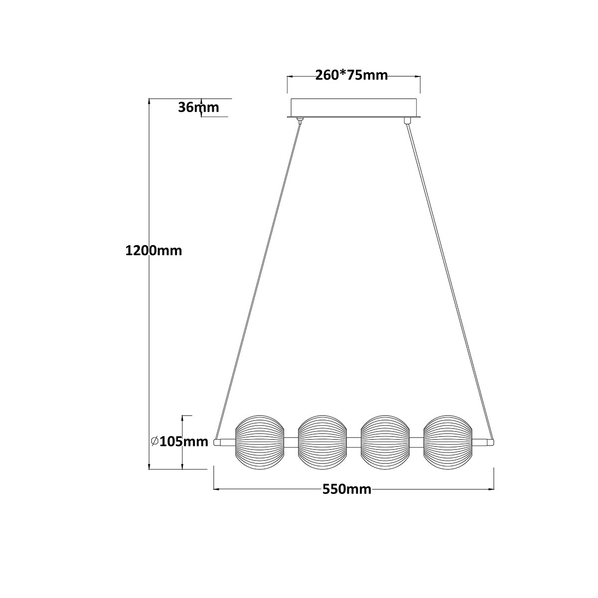 Lampa wisząca Brillant 4 złota LED CCT - obrazek 6