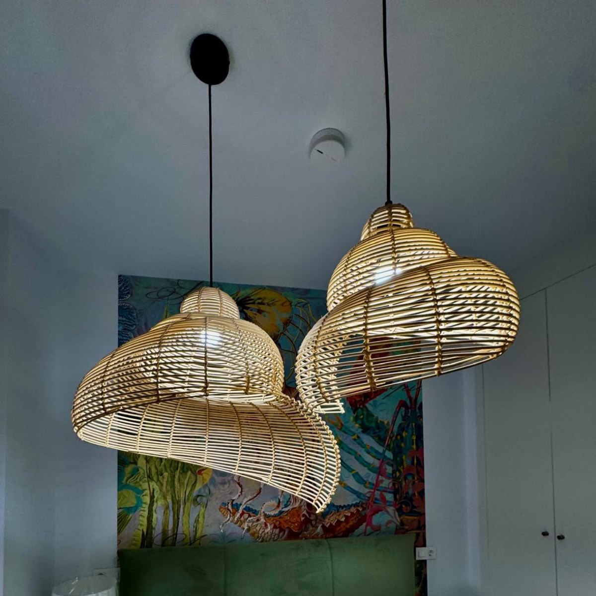 Rattanowa lampa wisząca Shella 40 cm jasne drewno 1xE27 - obrazek 7