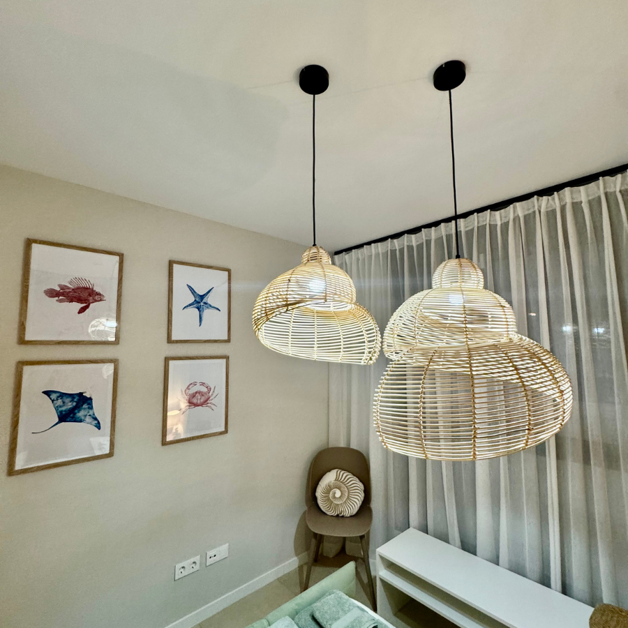 Rattanowa lampa wisząca Shella 60 cm jasne drewno 1xE27 - obrazek 4