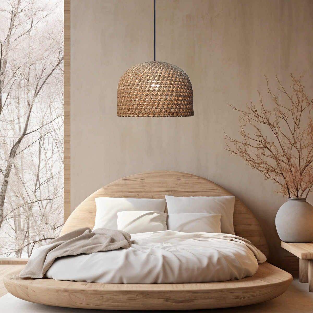 Rattanowa lampa wisząca Kanso 40 cm jasne drewno 1xE27 - obrazek 8