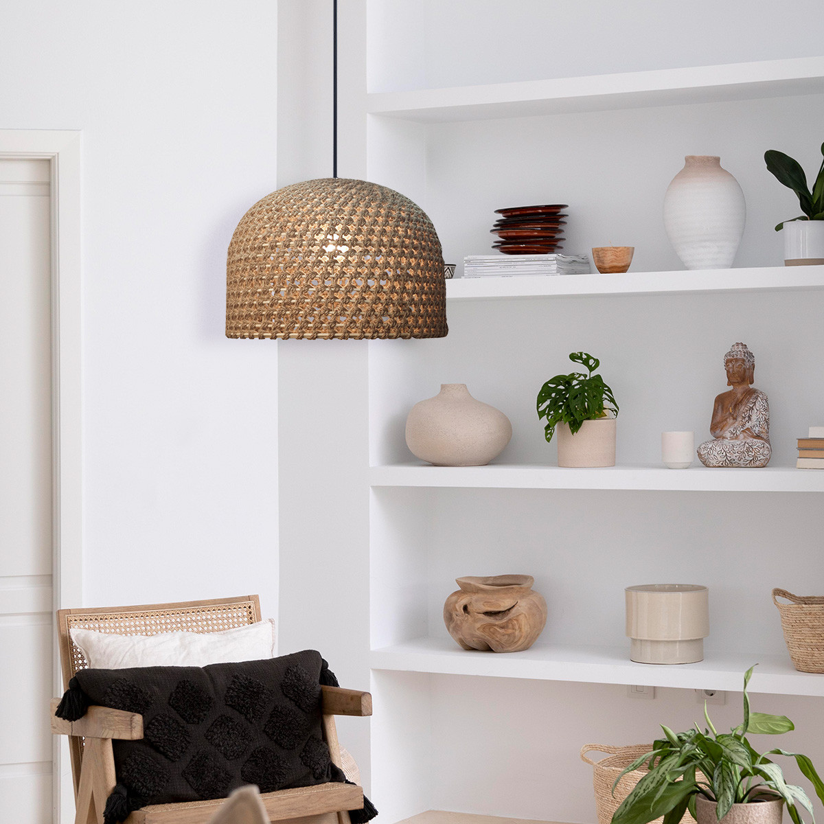 Rattanowa lampa wisząca Kanso 40 cm jasne drewno 1xE27 - obrazek 10