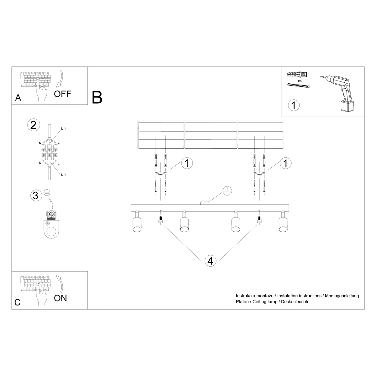 Plafon VERDO 4 czarny - obrazek 10