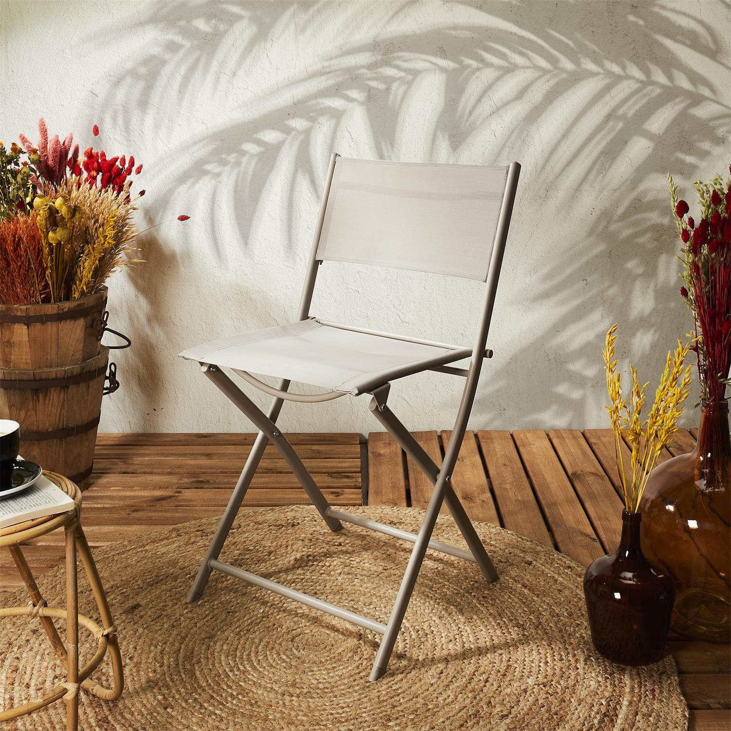 Krzesło Elba beżowe – składany mebel outdoor do ogrodu i tarasu - obrazek 3