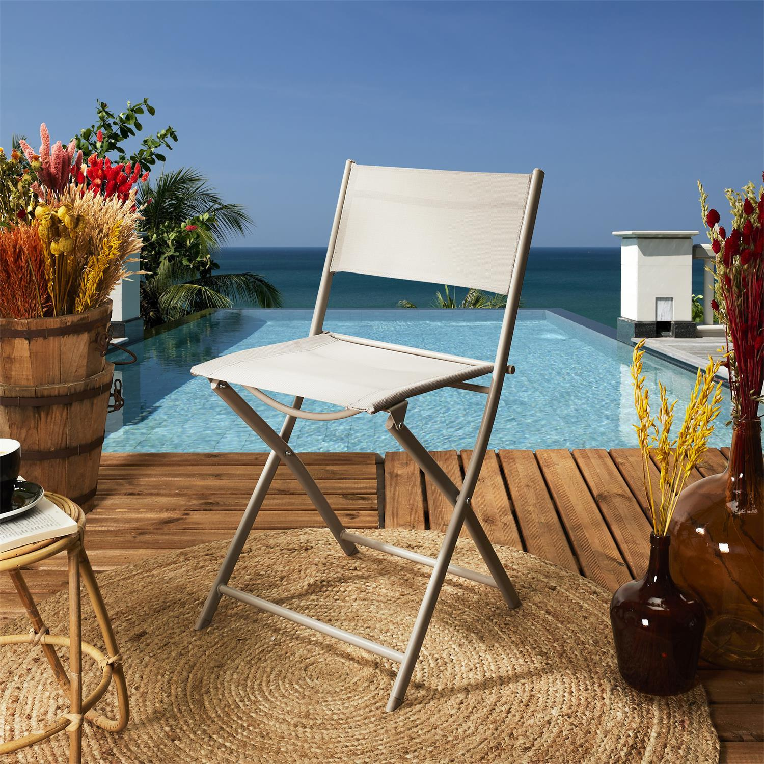 Krzesło Elba beżowe – składany mebel outdoor do ogrodu i tarasu - obrazek 10