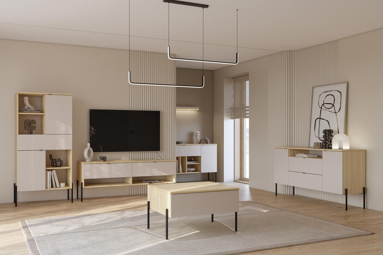 Komoda RTV DORE 41 dąb lindberg / kaszmir - obrazek 7