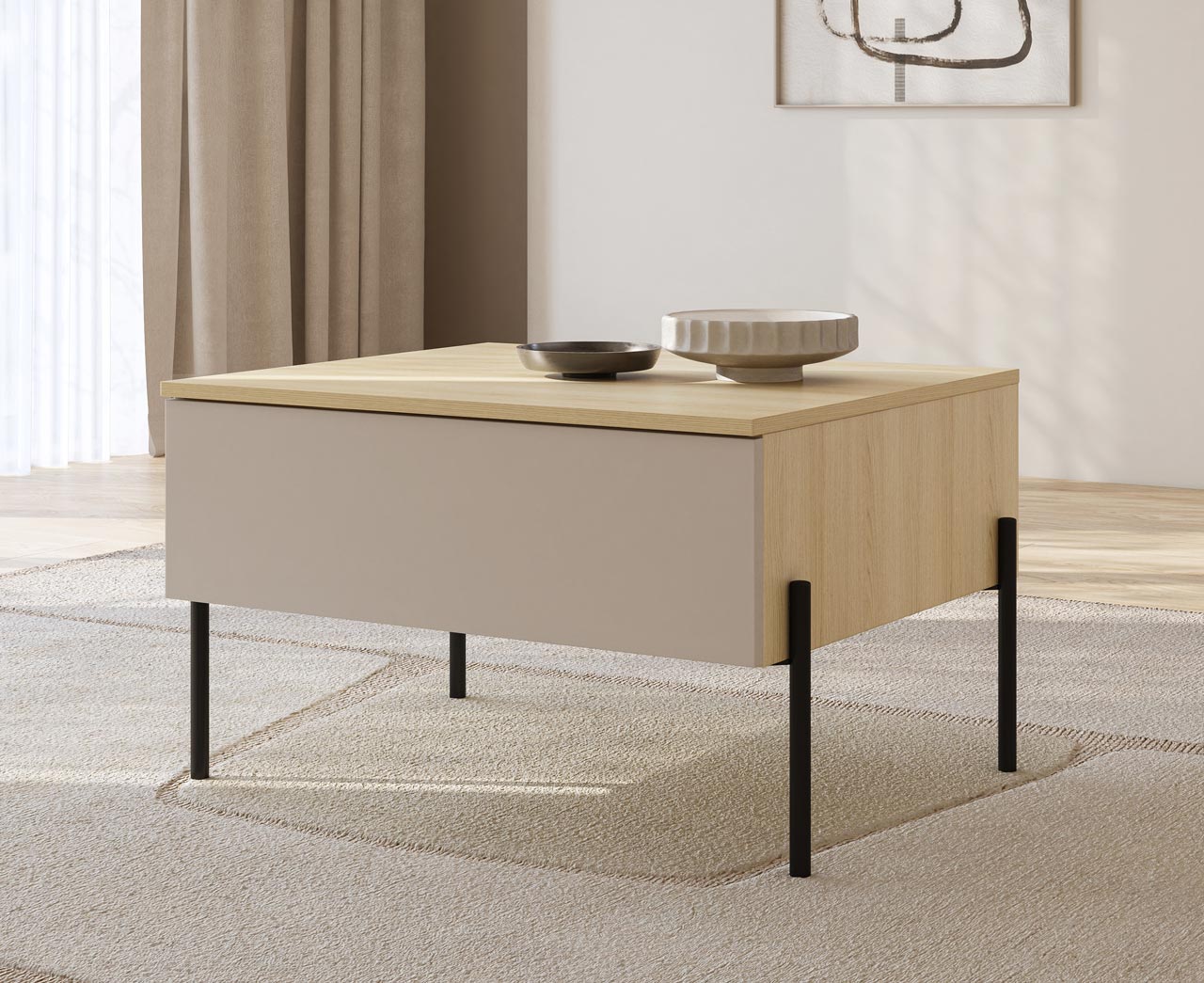 Stolik kawowy DORE 98 dąb lindberg / kaszmir - obrazek 6