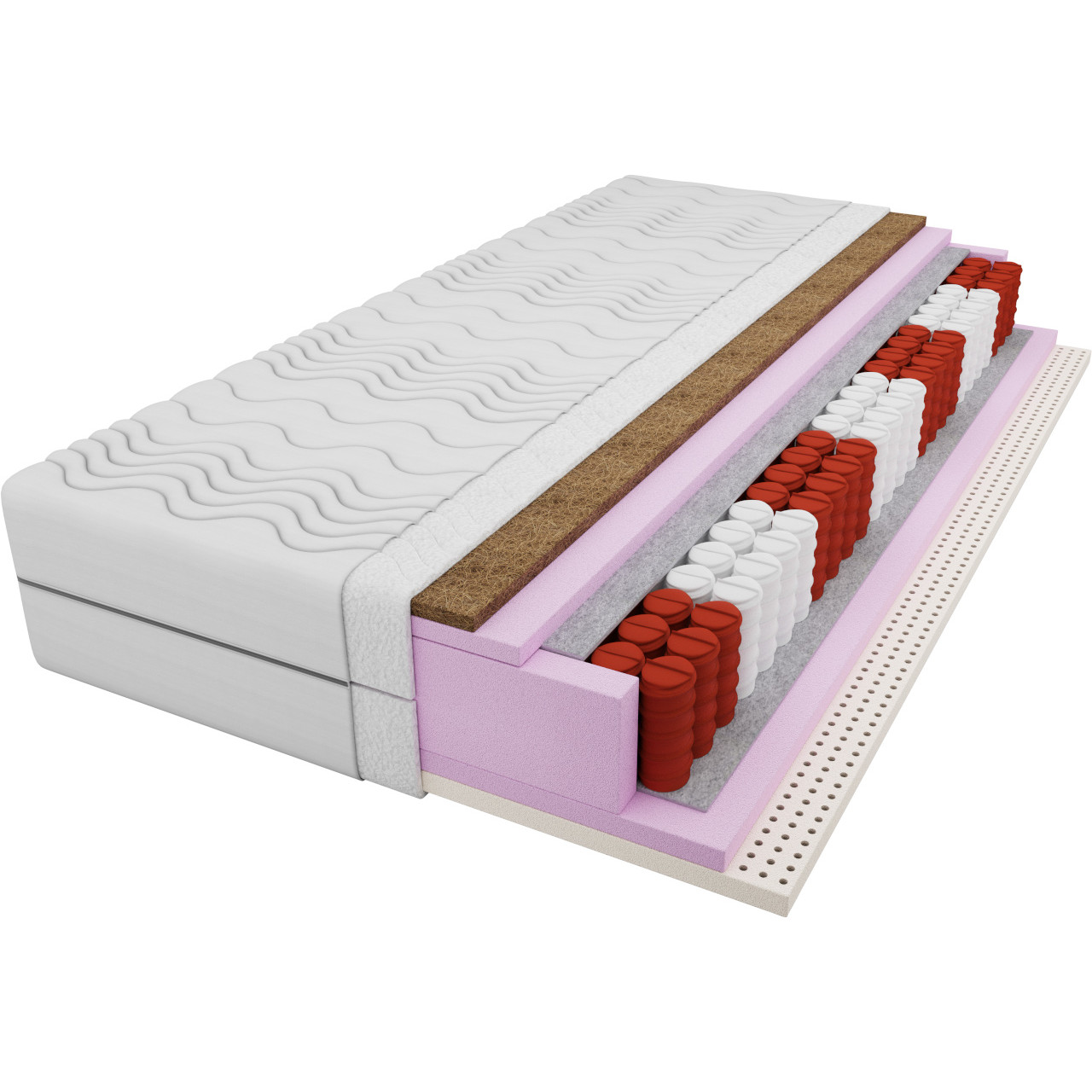 Materac kieszeniowy lateksowy + kokos 70x200 GASPARD BLANC