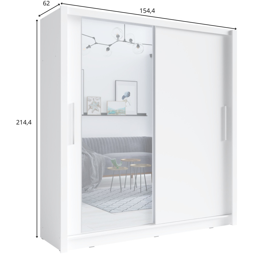 Szafa przesuwna z lustrem 154 BAKI 10 biały - obrazek 5