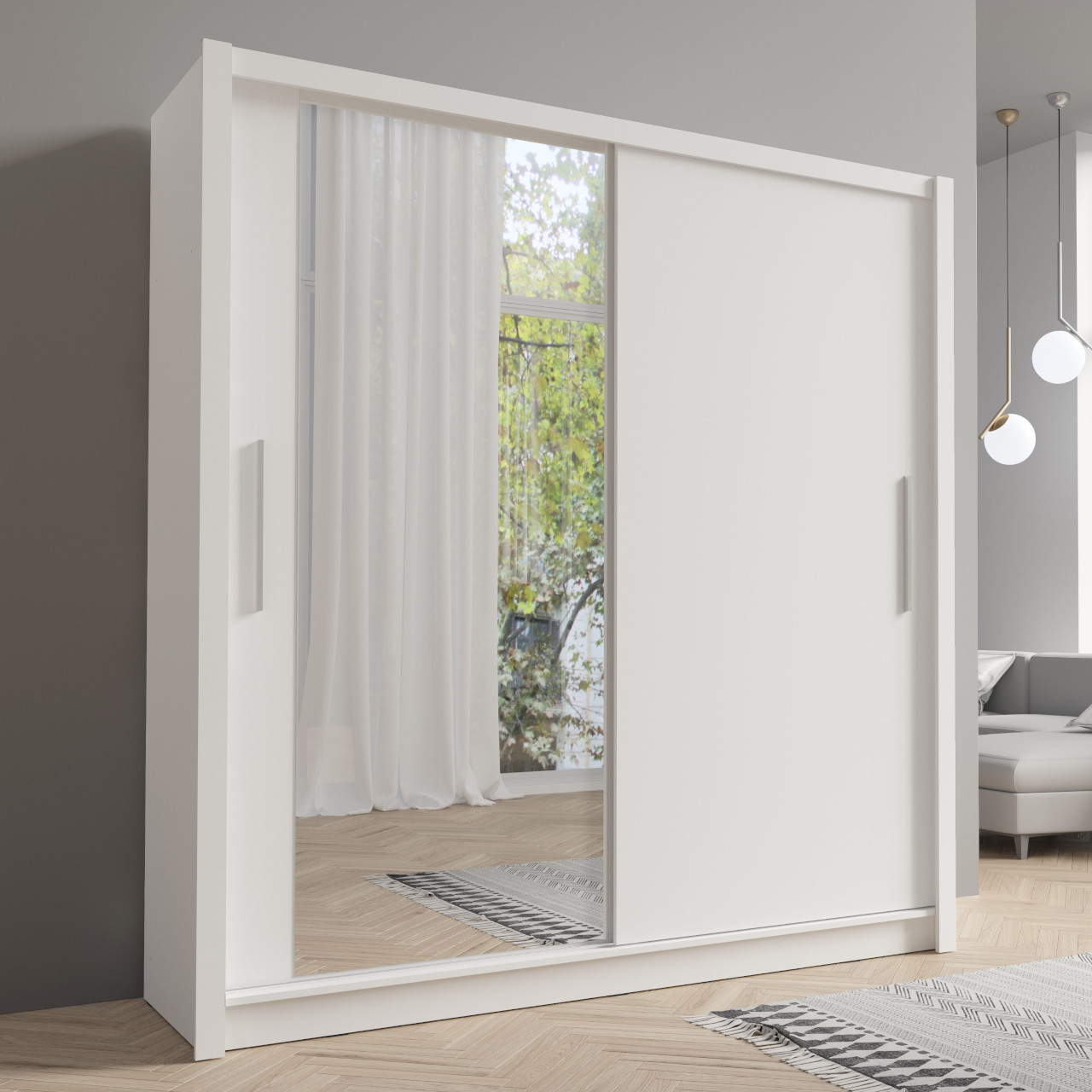 Szafa przesuwna z lustrem 154 BAKI 10 biały - obrazek 4