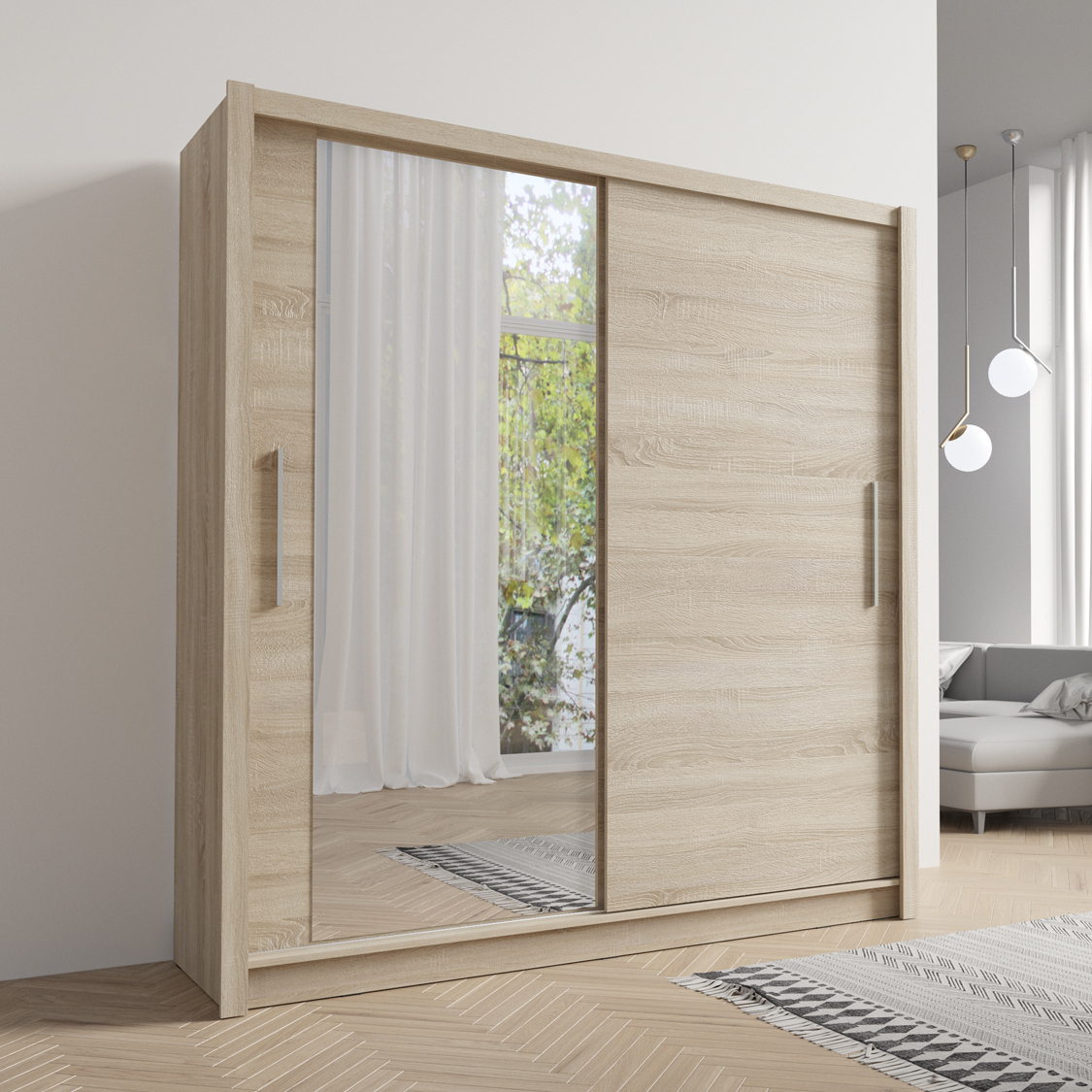 Szafa przesuwna z lustrem 204 BAKI 12 dąb sonoma - obrazek 4