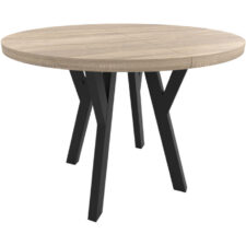 Okrągły stół ENZO 100cm rozkładany do 250cm dąb sonoma i czarne nogi