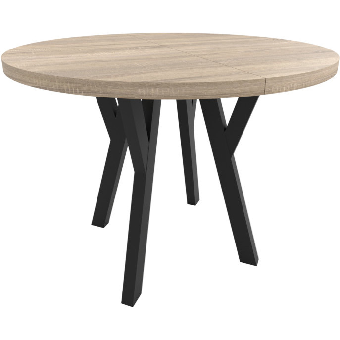 Okrągły stół ENZO 100cm rozkładany do 250cm dąb sonoma i czarne nogi