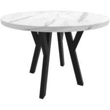 Okrągły stół ENZO 90cm rozkładany do 170cm marmur bianco i czarne nogi