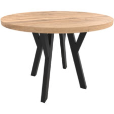 Okrągły stół ENZO 100cm rozkładany do 300cm dąb wotan i czarne nogi