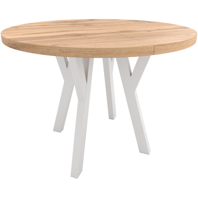 Okrągły stół ENZO 100cm rozkładany do 150cm dąb wotan i białe nogi