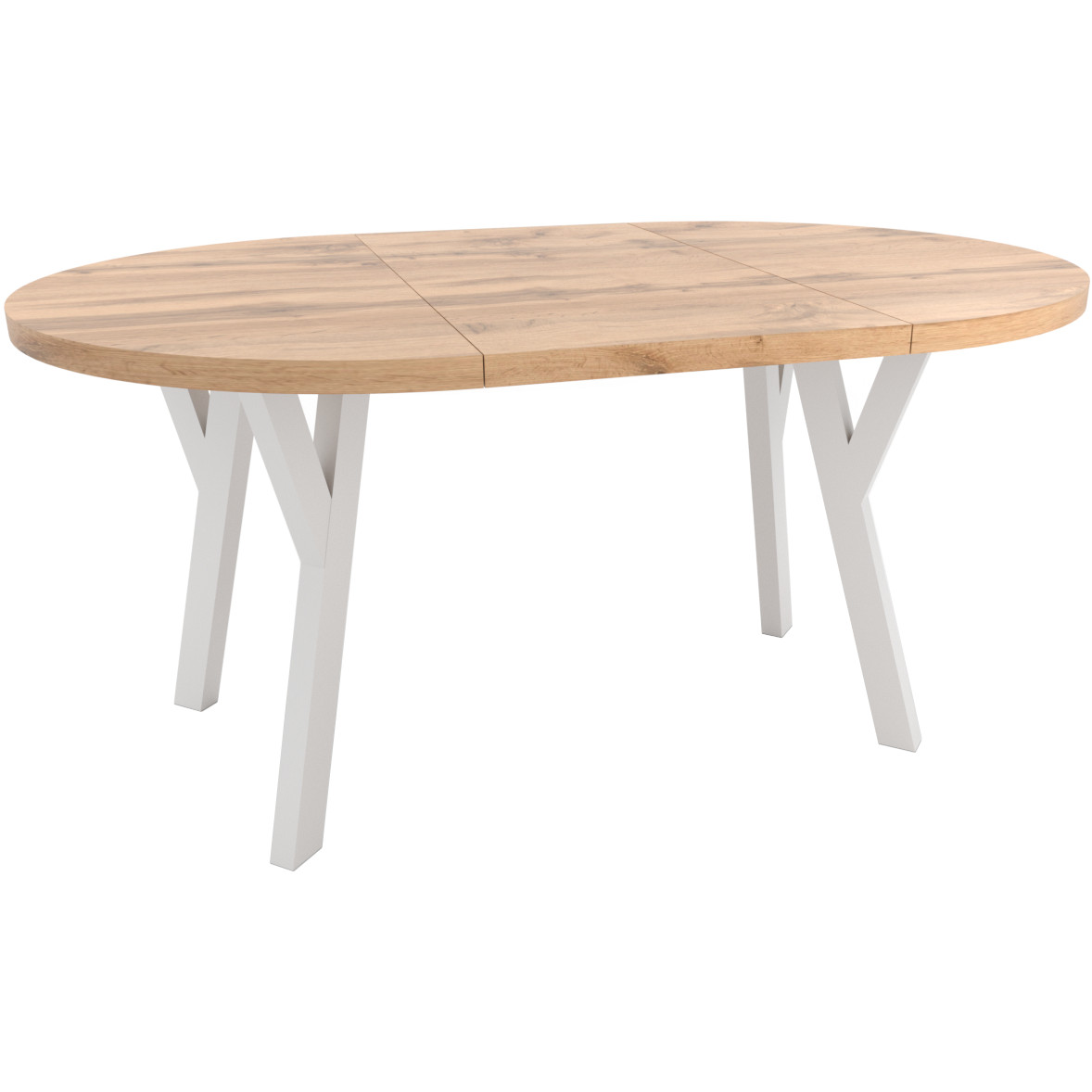 Okrągły stół ENZO 100cm rozkładany do 150cm dąb wotan i białe nogi - obrazek 3