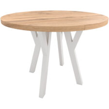 Okrągły stół ENZO 90cm rozkładany do 170cm dąb wotan i białe nogi