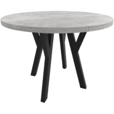 Okrągły stół ENZO 100cm rozkładany do 300cm beton jasny i czarne nogi