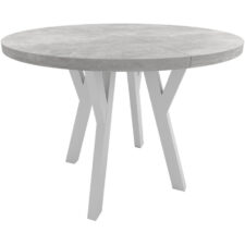 Okrągły stół ENZO 100cm rozkładany do 150cm beton jasny i białe nogi