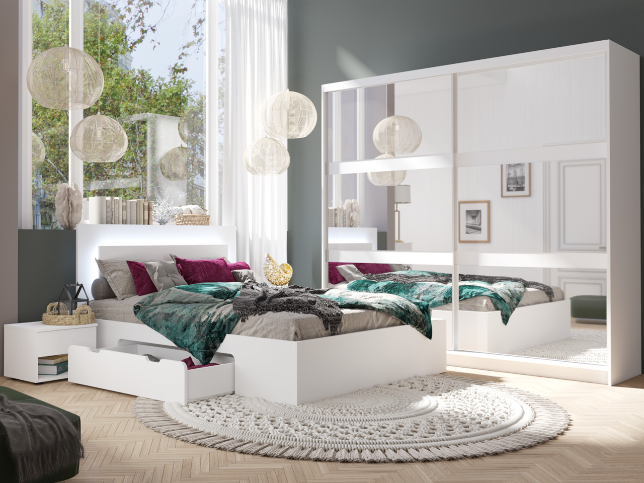 Szafa przesuwna z lustrem 230 NINO 01 biały - obrazek 7