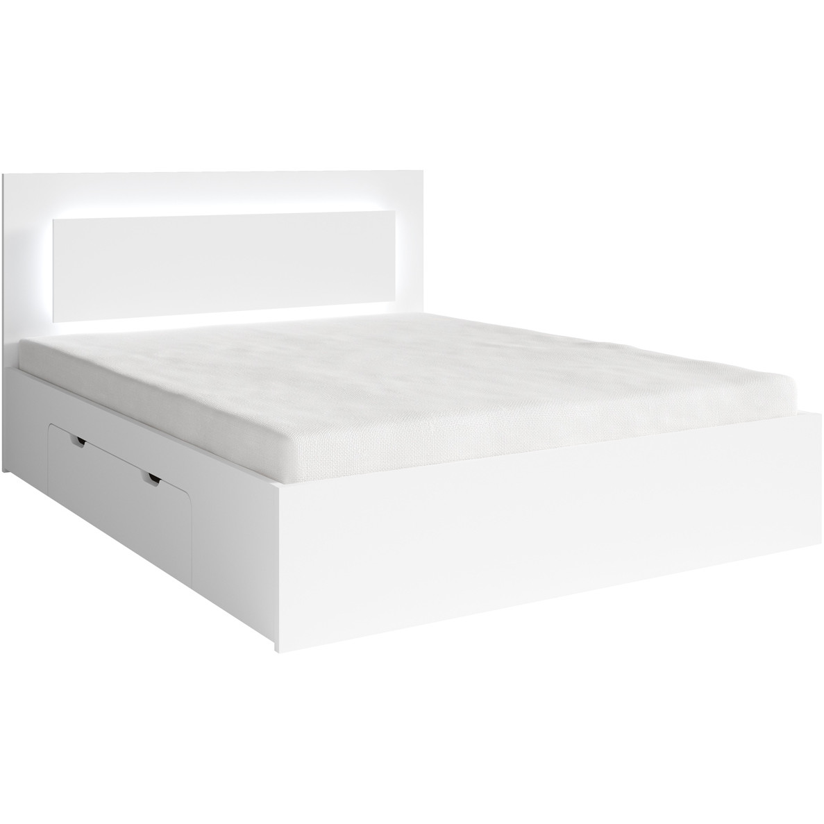Łóżko LED z szufladami 140x200 NINO 04 biały