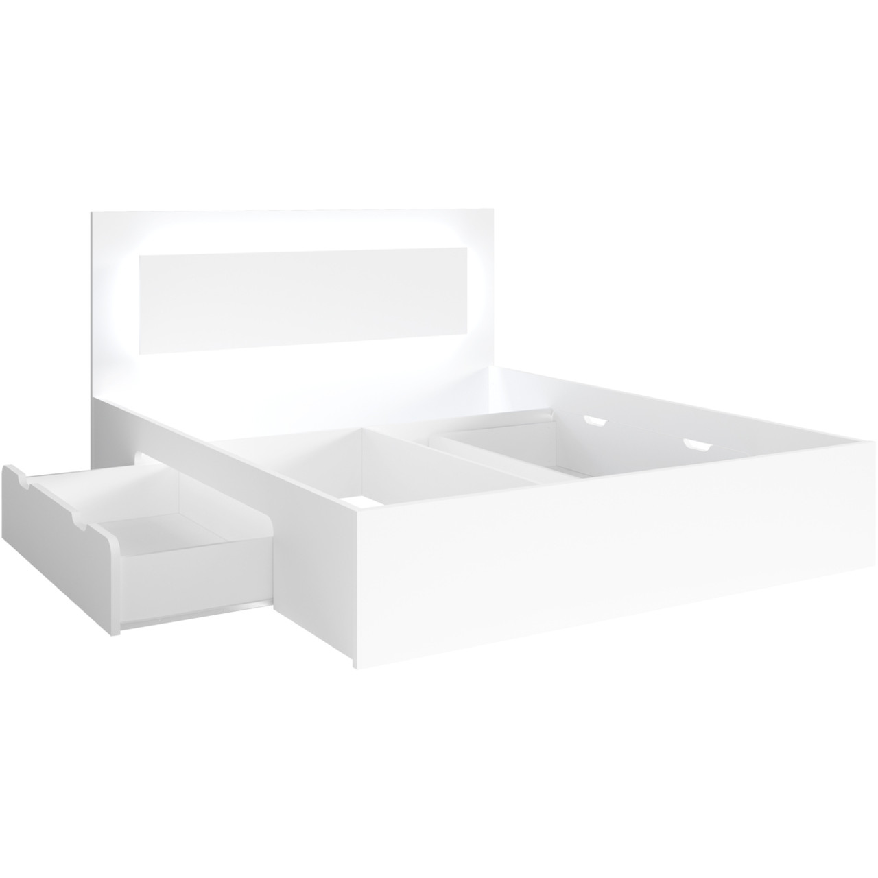 Łóżko LED z szufladami 140x200 NINO 04 biały - obrazek 3