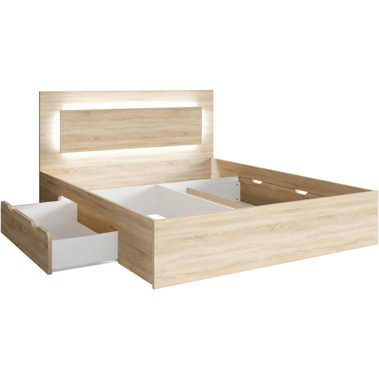 Łóżko LED z szufladami 140x200 NINO 04 dąb sonoma - obrazek 3