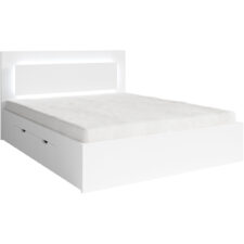 Łóżko LED z szufladami 180x200 NINO 06 biały