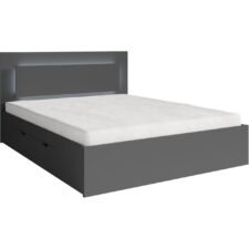 Łóżko LED z szufladami 180x200 NINO 06 szary grafit