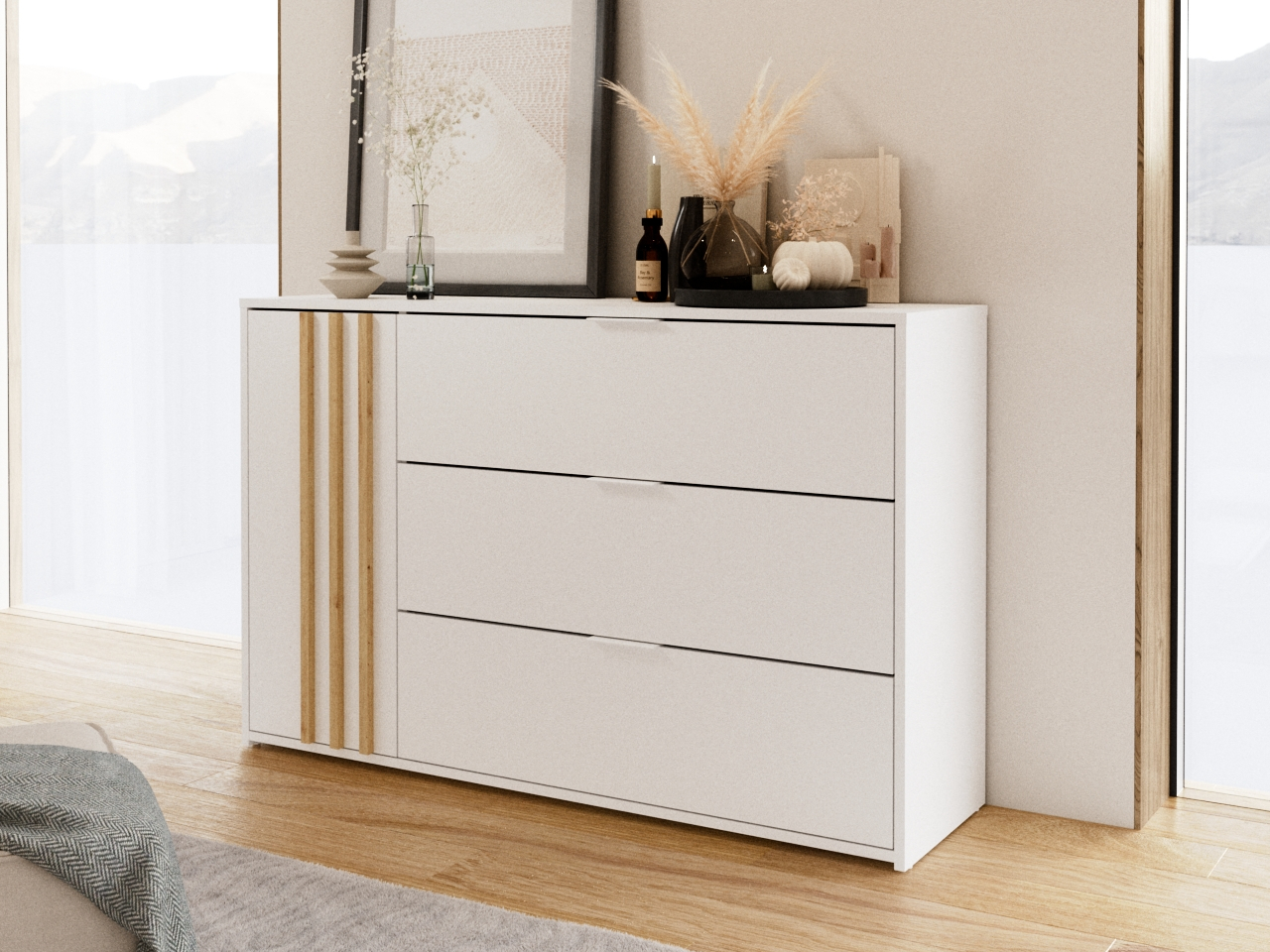 Komoda NOVOLI 04 biały + dąb artisan - obrazek 5