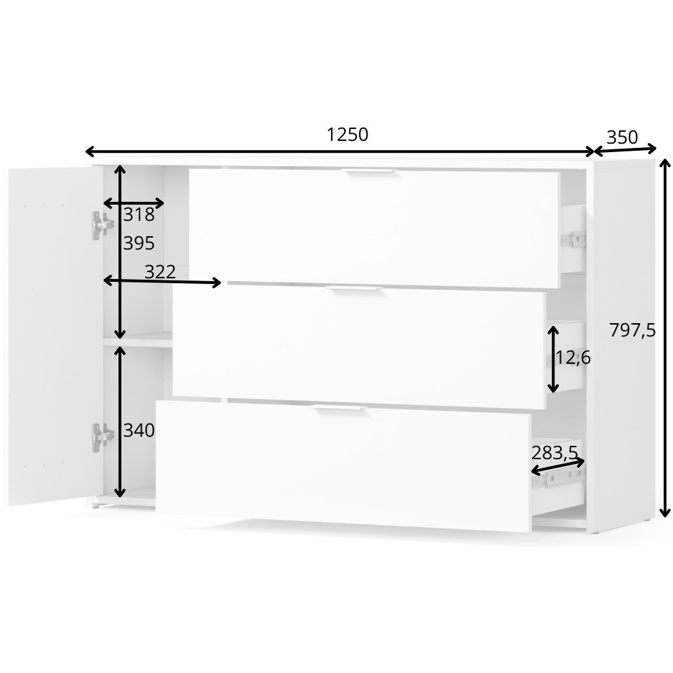 Komoda NOVOLI 04 biały + dąb artisan - obrazek 6