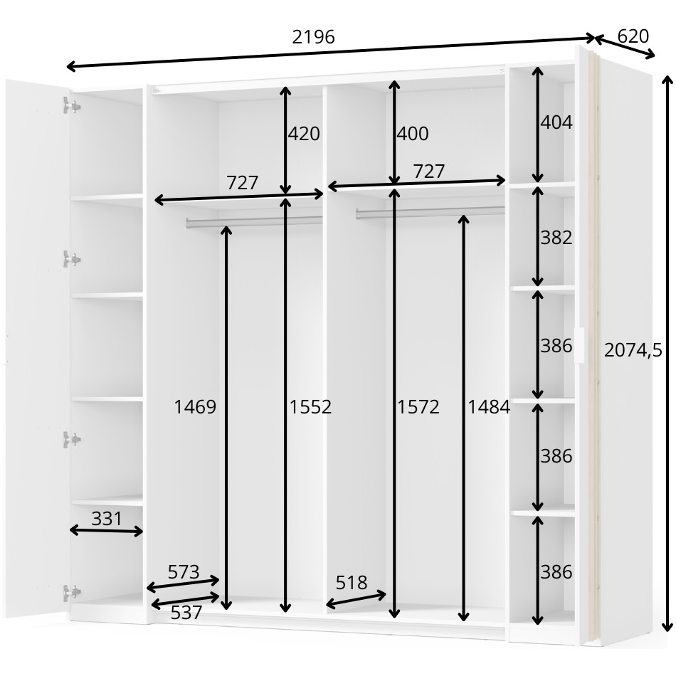 Sypialnia NOVOLI 1 biały + dąb artisan - obrazek 5