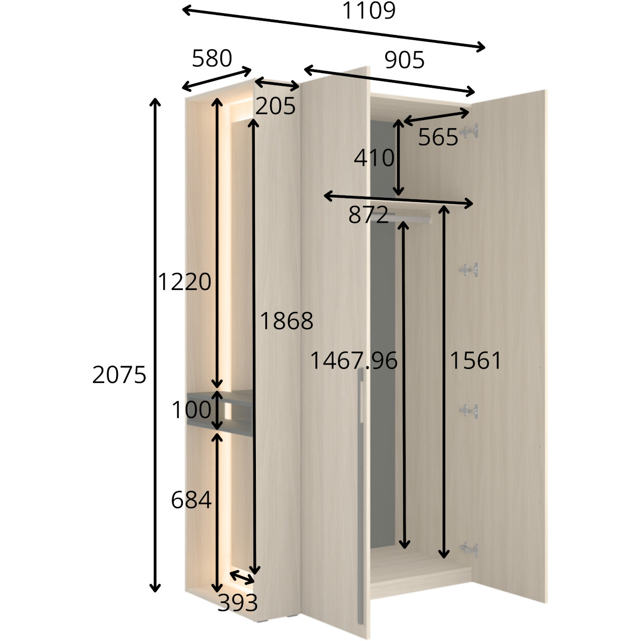 Szafa 90 GIRONA 15 dąb barista - obrazek 7