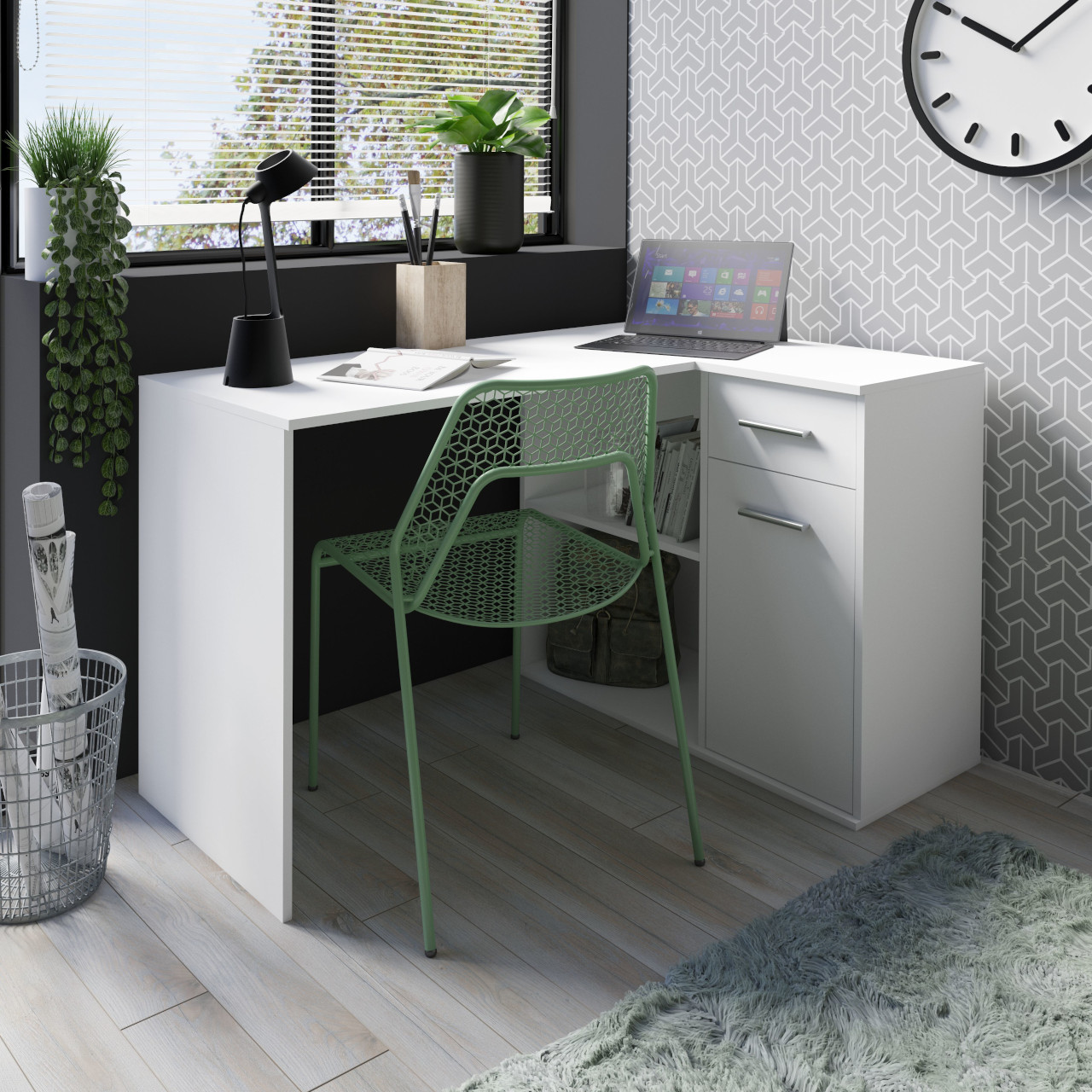 Biurko narożne MARCON 61 białe - obrazek 6