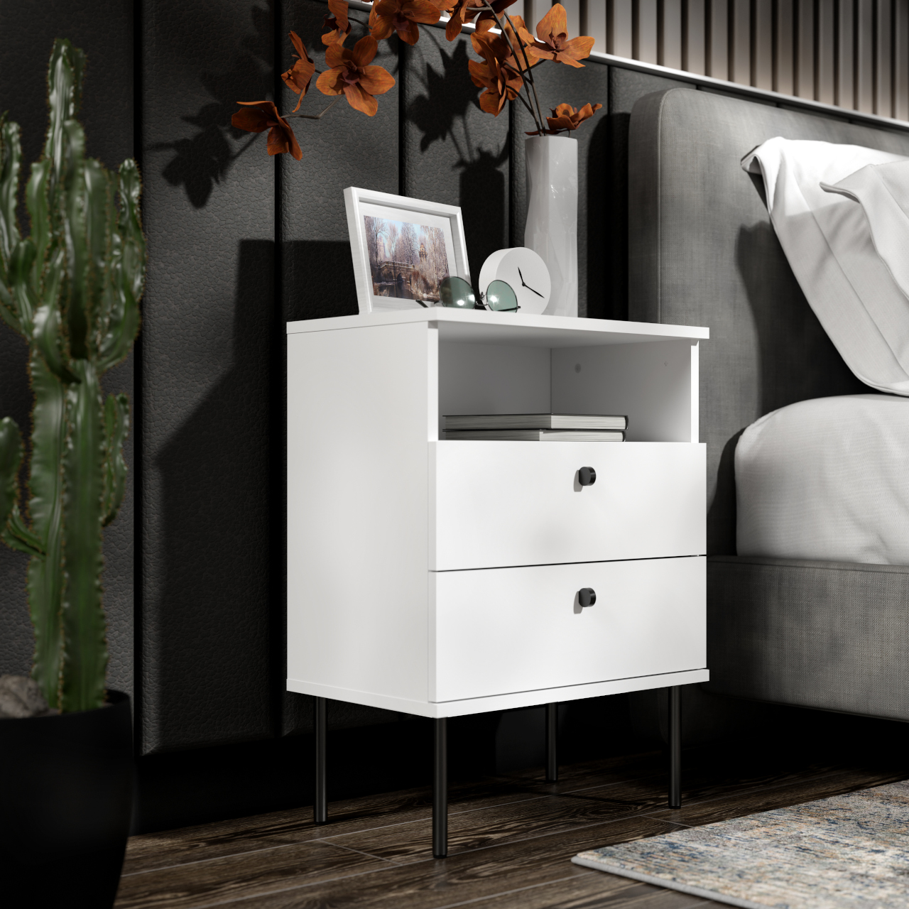 Szafka nocna HUGH II biały - obrazek 5