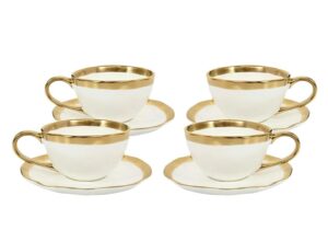 KARE komplet 4 filiżanek BELL biało-złoty