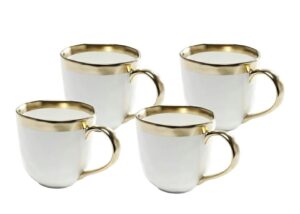 KARE komplet 4 kubków BELL biało-złoty
