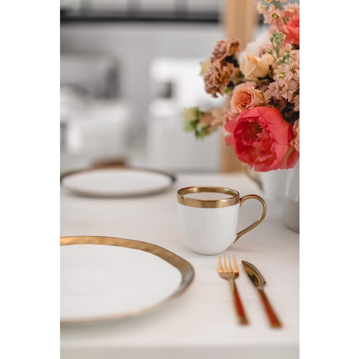 KARE komplet 4 kubków BELL biało-złoty - obrazek 4