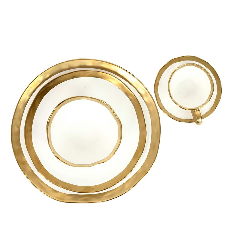 KARE komplet 4 misek BELL 15 cm biało-złoty - obrazek 6