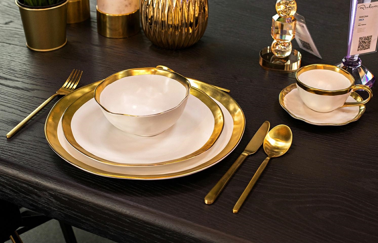 KARE komplet 4 misek BELL 15 cm biało-złoty - obrazek 7