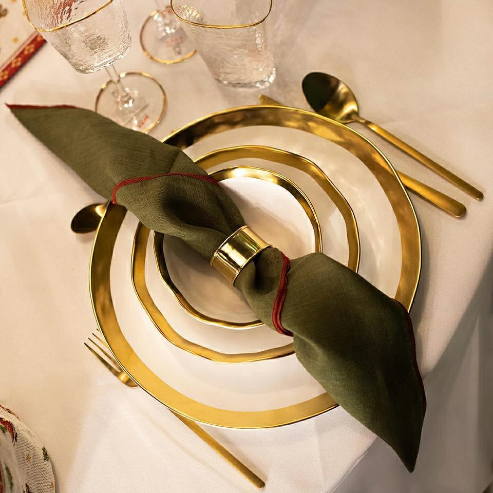 KARE komplet 4 misek BELL 15 cm biało-złoty - obrazek 8