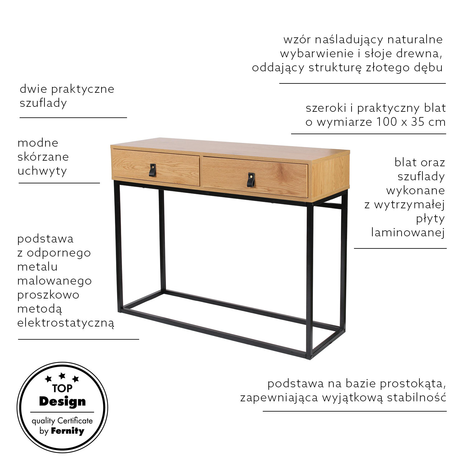 Konsola Abbott dąb/czarna - obrazek 6